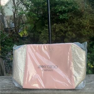 New Jimmy Choo Pink Glitter MakeUp Bag 11” Length X 6.5” Height